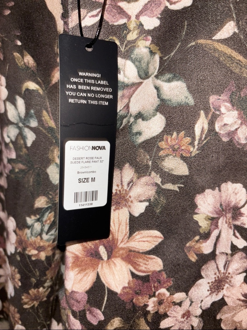 Fashion Nova Brown Floral Boot Cut Pants / Flare Bottom - Picture 4 of 9